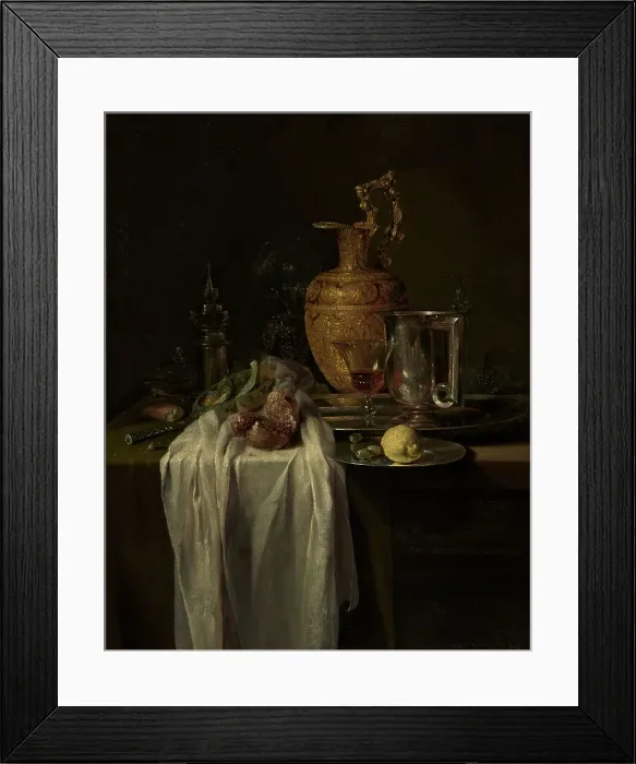 Framed Print : Still Life with Ewer, Vessels, and Pomegranate, mid-1640s. Creator: Willem Kalf Framed Print : Still Life with Ewer, Vessels, and Pomegranate, mid-1640s. Creator: Willem Kalf