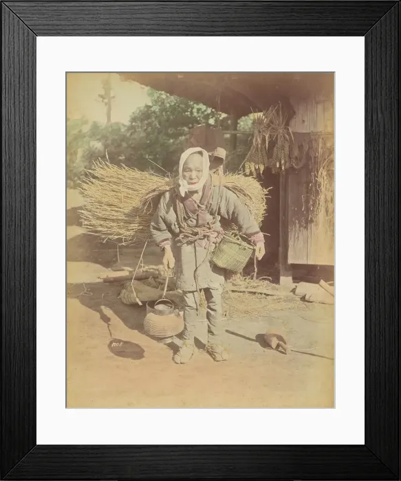 Framed Print : Elderly Japanese Woman Farm Laborer, 1870s-1890s. Creator: Kusakabe Kimbei Framed Print : Elderly Japanese Woman Farm Laborer, 1870s-1890s. Creator: Kusakabe Kimbei