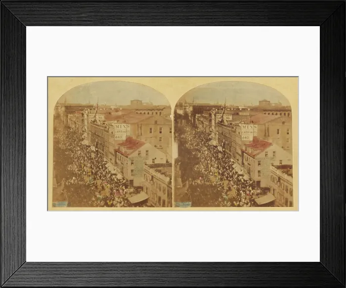 Framed Print : The Atlantic Telegraph Jubilee, New York; view of the Procession in its progress up the... 1859. Creator: William England Framed Print : The Atlantic Telegraph Jubilee, New York; view of the Procession in its progress up the... 1859. Creator: William England