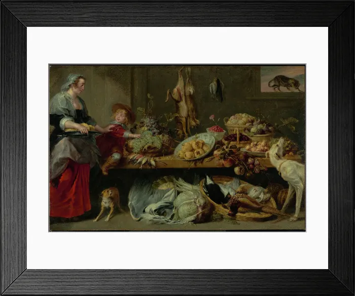 Framed Print : Larder Still Life with Housekeeper and Young Boy, 1636-1638. Creators: Frans Snyders, Workshop of Peter Paul Rubens, Workshop of Frans Snijders Framed Print : Larder Still Life with Housekeeper and Young Boy, 1636-1638. Creators: Frans Snyders, Workshop of Peter Paul Rubens, Workshop of Frans Snijders