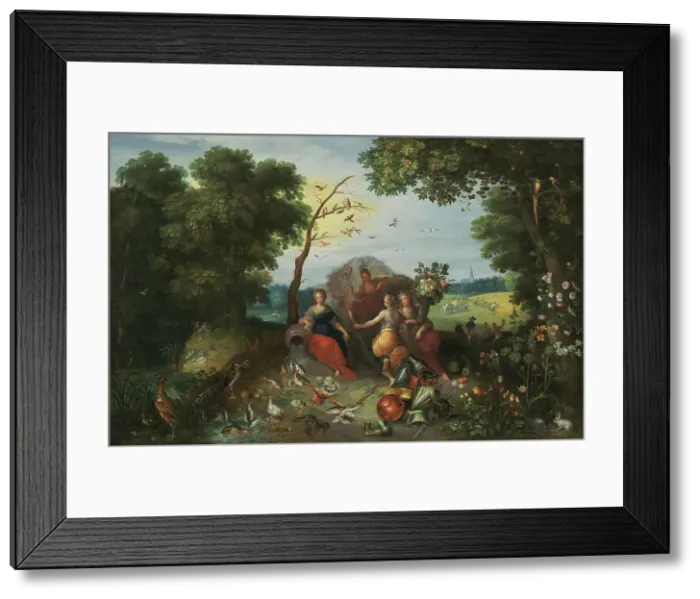 Framed Print : Landscape with Allegories of the Four Elements, 1635. Creators: Jan Brueghel the younger, Frans Francken II Framed Print : Landscape with Allegories of the Four Elements, 1635. Creators: Jan Brueghel the younger, Frans Francken II