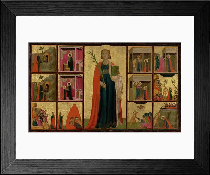 Framed Print : Saint Catherine of Alexandria and Twelve Scenes from Her Life, about 1330. Creators: Donato d'Arezzo, Gregorio d'Arezzo Framed Print : Saint Catherine of Alexandria and Twelve Scenes from Her Life, about 1330. Creators: Donato d'Arezzo, Gregorio d'Arezzo
