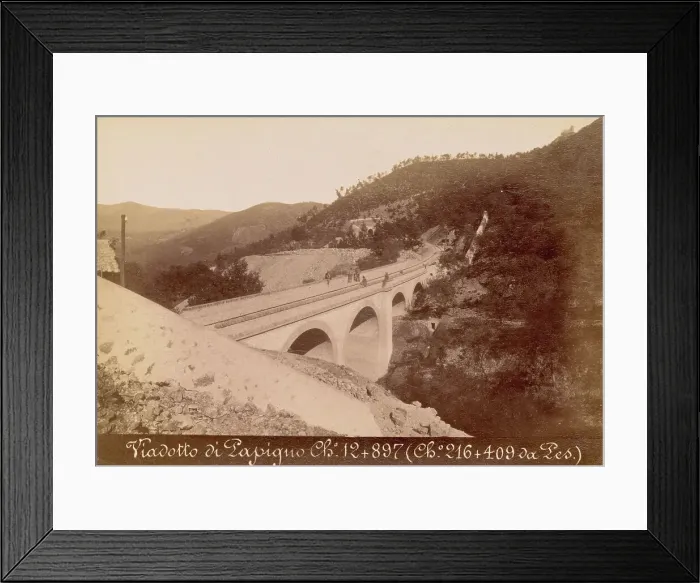 Framed Print : Viadotto di Papigno chilometro 12 + 897 (chilometro 216 + 409 da Pescara), October 1883. Creator: Achille Mauri Framed Print : Viadotto di Papigno chilometro 12 + 897 (chilometro 216 + 409 da Pescara), October 1883. Creator: Achille Mauri