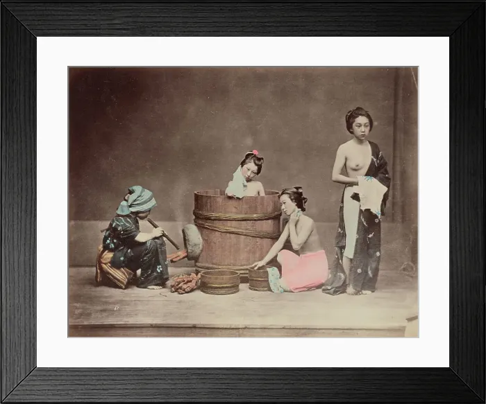 Framed Print : Home Bathing, 1870s-1890s. Creator: Yamamoto Framed Print : Home Bathing, 1870s-1890s. Creator: Yamamoto