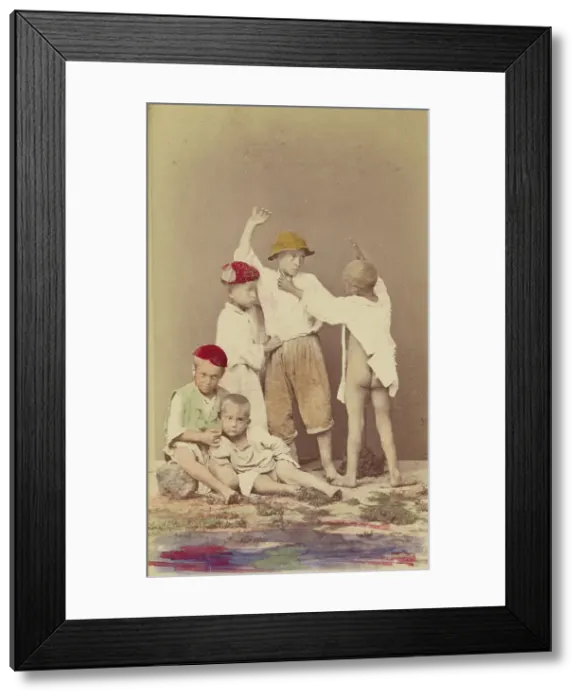 Framed Print : Five Italian street boys: two seated, three standing, 1865-1875. Creator: Arena & D'Alessandri Framed Print : Five Italian street boys: two seated, three standing, 1865-1875. Creator: Arena & D'Alessandri
