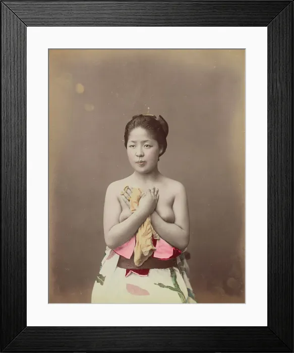 Framed Print : Portrait of a Topless Young Woman, 1870s-1890s. Creator: Baron Raimund von Stillfried Framed Print : Portrait of a Topless Young Woman, 1870s-1890s. Creator: Baron Raimund von Stillfried
