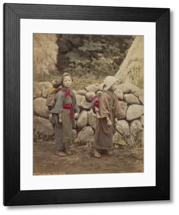 Framed Print : Carrying Children, about 1875-1890s. Creator: Adolfo Farsari Framed Print : Carrying Children, about 1875-1890s. Creator: Adolfo Farsari