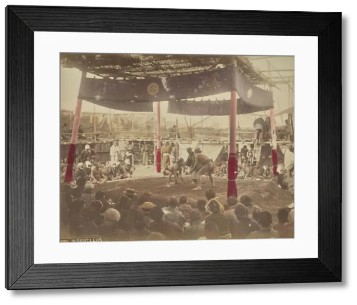 Framed Print : Wrestlers, about 1875-1890s. Creator: Adolfo Farsari Framed Print : Wrestlers, about 1875-1890s. Creator: Adolfo Farsari
