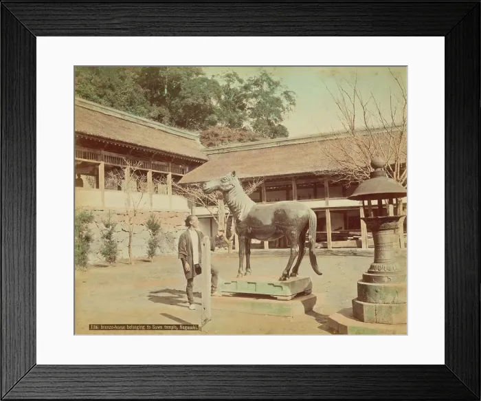 Framed Print : Bronze Horse Belonging to Suva Temple, Nagasaki, 1870s-1890s. Creator: Kusakabe Kimbei Framed Print : Bronze Horse Belonging to Suva Temple, Nagasaki, 1870s-1890s. Creator: Kusakabe Kimbei