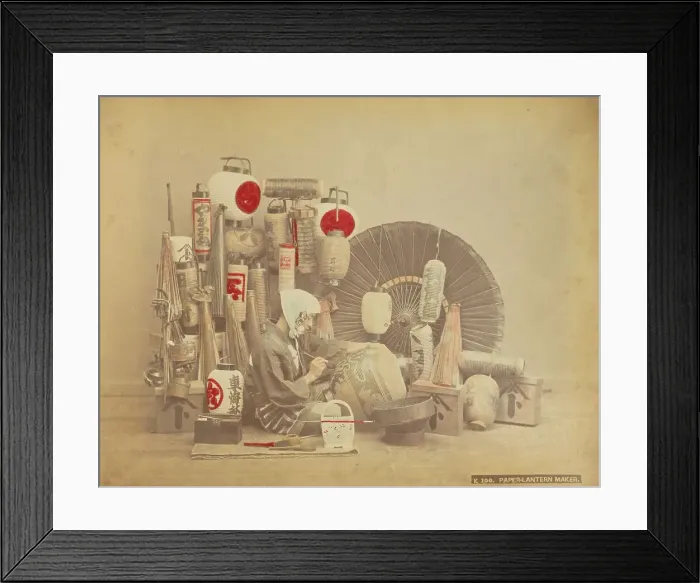 Framed Print : Paper Lantern Maker, 1870s-1890s. Creator: Kusakabe Kimbei Framed Print : Paper Lantern Maker, 1870s-1890s. Creator: Kusakabe Kimbei