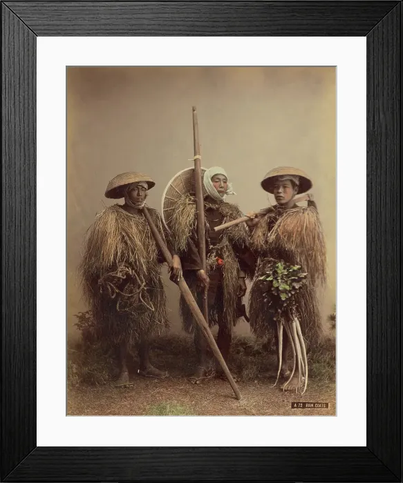 Framed Print : Straw Rain Coats, 1870s-1890s. Creator: Kusakabe Kimbei Framed Print : Straw Rain Coats, 1870s-1890s. Creator: Kusakabe Kimbei