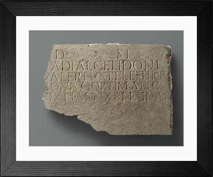 Framed Print : Latin Funerary Inscription Cut into the Reverse of a Fluted Pilaster Revetment, 1st-2nd century A.D. Creator: Unknown Framed Print : Latin Funerary Inscription Cut into the Reverse of a Fluted Pilaster Revetment, 1st-2nd century A.D. Creator: Unknown