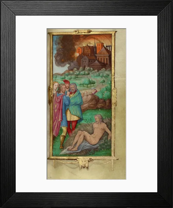 Framed Print : Job Derided by his Wife and Three Friends; Book of Hours, 1544. Creator: Unknown Framed Print : Job Derided by his Wife and Three Friends; Book of Hours, 1544. Creator: Unknown