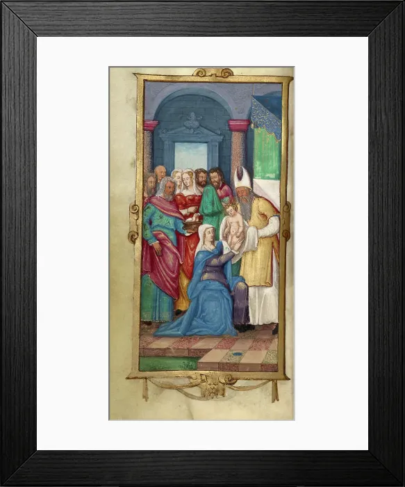 Framed Print : The Presentation in the Temple; Book of Hours, 1544. Creator: Unknown Framed Print : The Presentation in the Temple; Book of Hours, 1544. Creator: Unknown