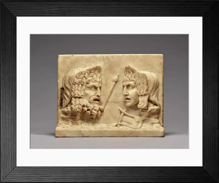 Framed Print : Double-Sided Relief with Theater Masks, 1st century A.D. Creator: Unknown Framed Print : Double-Sided Relief with Theater Masks, 1st century A.D. Creator: Unknown