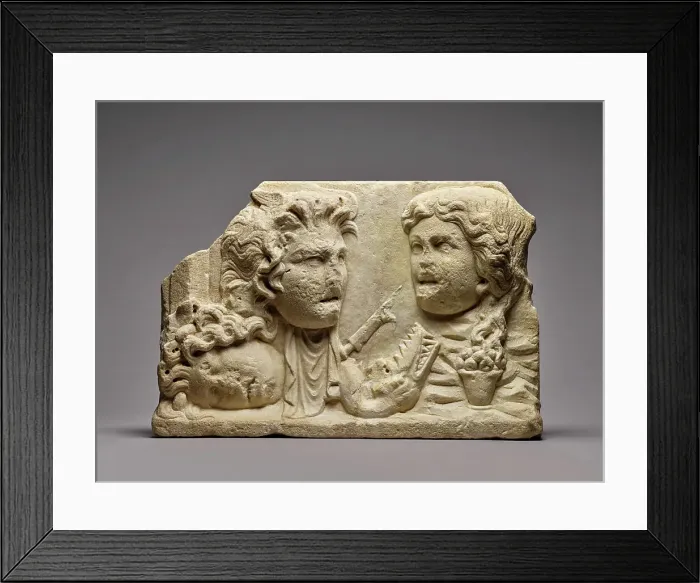 Framed Print : Double-Sided Relief with Theater Masks, mid-1st century A.D. Creator: Unknown Framed Print : Double-Sided Relief with Theater Masks, mid-1st century A.D. Creator: Unknown