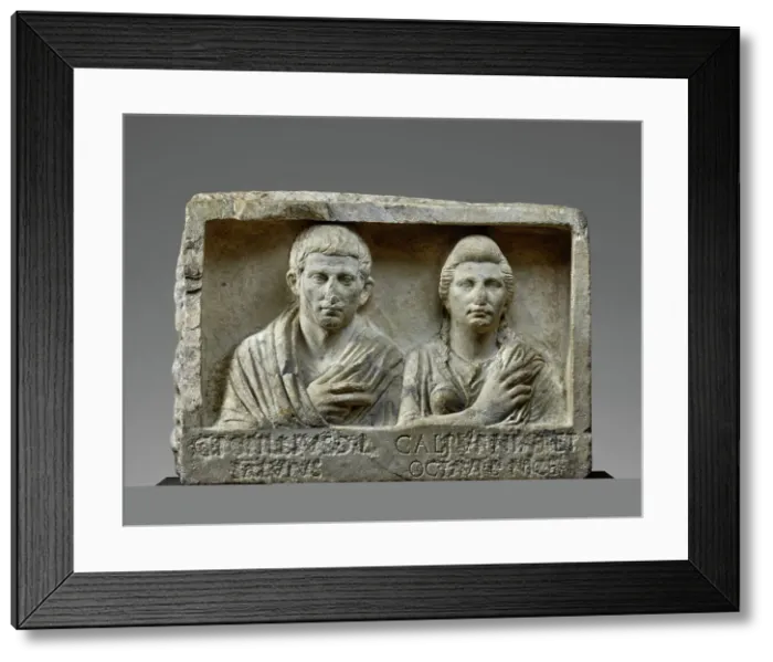 Framed Print : Funerary Relief with Busts of Popillius and Calpurnia, A.D. 1-20. Creator: Unknown Framed Print : Funerary Relief with Busts of Popillius and Calpurnia, A.D. 1-20. Creator: Unknown