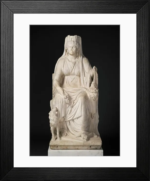 Framed Print : Statue of a Seated Cybele with the Portrait Head of her Priestess, about A.D. 50. Creator: Unknown Framed Print : Statue of a Seated Cybele with the Portrait Head of her Priestess, about A.D. 50. Creator: Unknown