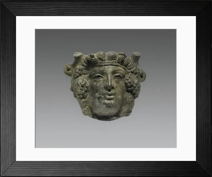 Framed Print : Applique of a Head of Dionysos, 2nd century A.D. Creator: Unknown Framed Print : Applique of a Head of Dionysos, 2nd century A.D. Creator: Unknown