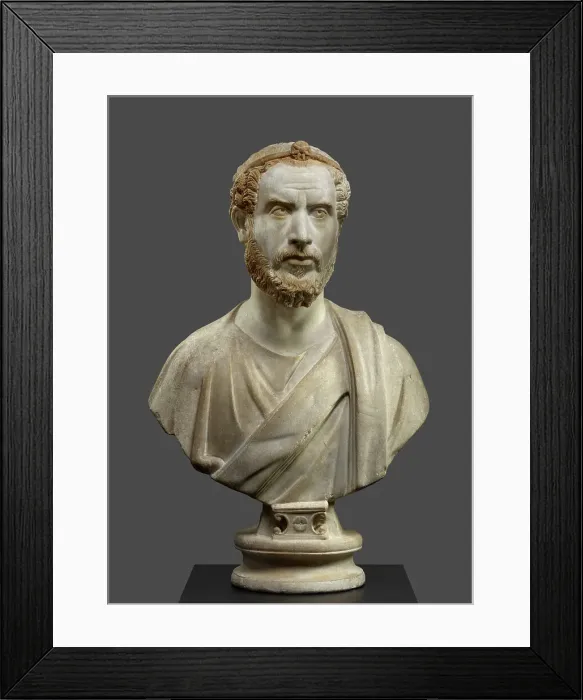 Framed Print : Portrait Bust of Man, Perhaps a Priest of Serapis, A.D. 180-220. Creator: Unknown Framed Print : Portrait Bust of Man, Perhaps a Priest of Serapis, A.D. 180-220. Creator: Unknown