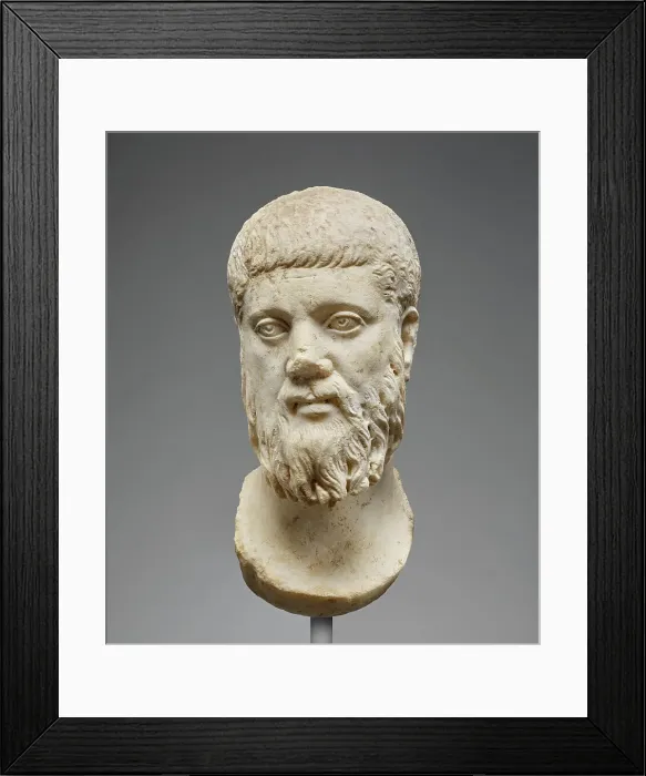 Framed Print : Head of Plato (worked for insertion into a statue), mid-3rd century A.D. Creator: Unknown Framed Print : Head of Plato (worked for insertion into a statue), mid-3rd century A.D. Creator: Unknown