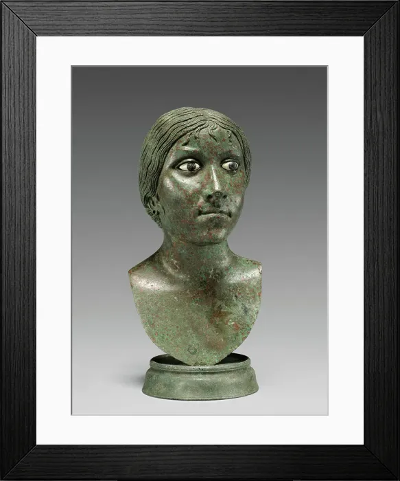 Framed Print : Miniature Portrait Bust of a Woman, 25 B.C.-A.D. 25. Creator: Unknown Framed Print : Miniature Portrait Bust of a Woman, 25 B.C.-A.D. 25. Creator: Unknown