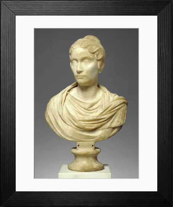Framed Print : Portrait Bust of a Woman, A.D. 150-160. Creator: Unknown Framed Print : Portrait Bust of a Woman, A.D. 150-160. Creator: Unknown