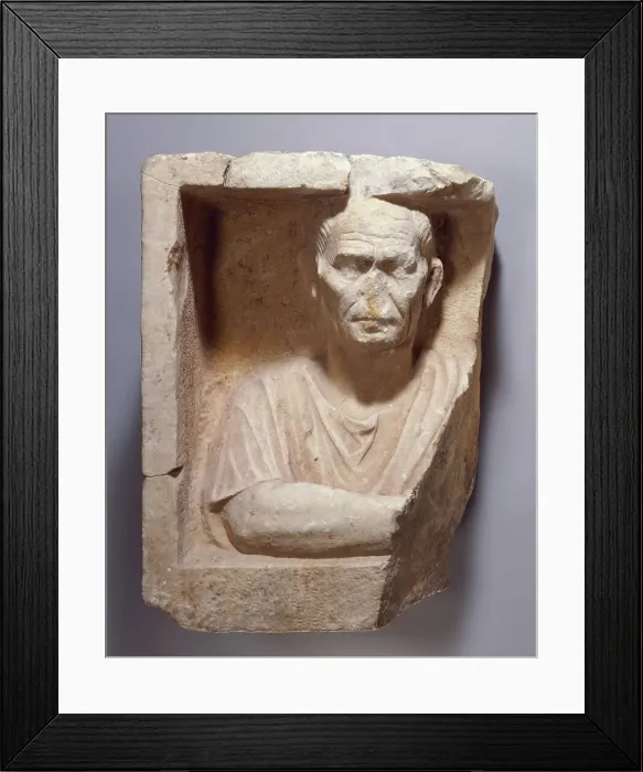 Framed Print : Fragment of a Roman Funerary Relief, late 1st century B.C. Creator: Unknown Framed Print : Fragment of a Roman Funerary Relief, late 1st century B.C. Creator: Unknown
