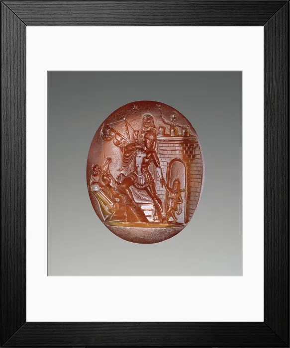 Framed Print : Intaglio with Scene of Aeneas and his Family Escaping from Troy, about 20 B.C. Creator: Unknown Framed Print : Intaglio with Scene of Aeneas and his Family Escaping from Troy, about 20 B.C. Creator: Unknown