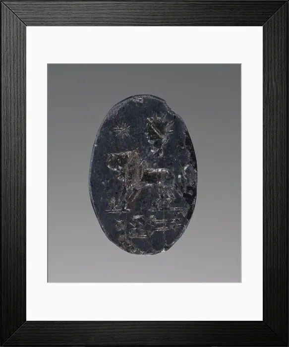 Framed Print : Engraved Gem with Lion, Skeleton, and Helios, 2nd-4th century A.D. Creator: Unknown Framed Print : Engraved Gem with Lion, Skeleton, and Helios, 2nd-4th century A.D. Creator: Unknown