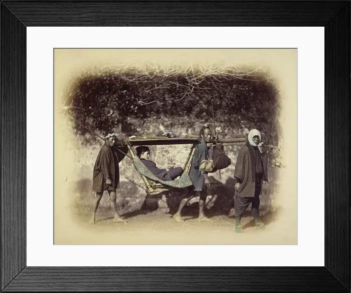Framed Print : Kago Bearers, about 1868. Creator: Felice Beato Framed Print : Kago Bearers, about 1868. Creator: Felice Beato