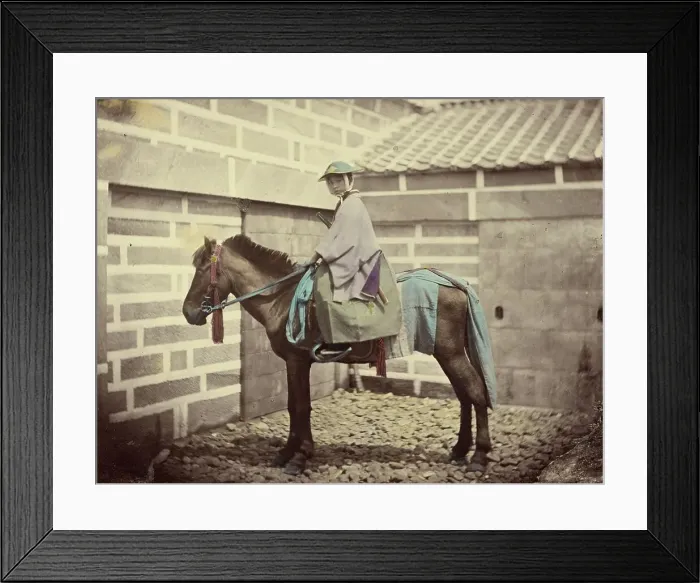Framed Print : A Japanese Mounted Officer, 1866-1867. Creator: Felice Beato Framed Print : A Japanese Mounted Officer, 1866-1867. Creator: Felice Beato
