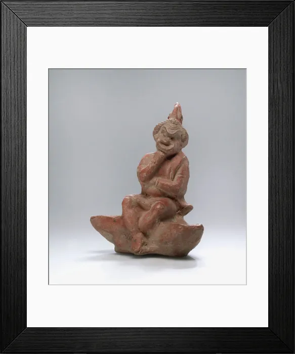 Framed Print : Double-spouted Hanging Lamp with the Figure of a Comic Actor, 125-100 B.C. Creator: Unknown Framed Print : Double-spouted Hanging Lamp with the Figure of a Comic Actor, 125-100 B.C. Creator: Unknown