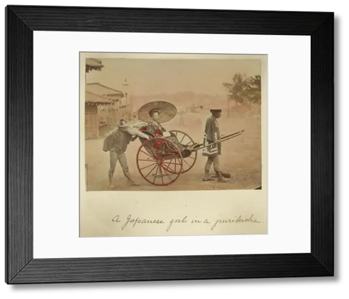 Framed Print : A Japanese girl in a jurikisha, about 1873-1883. Creator: Shinichi Suzuki I Framed Print : A Japanese girl in a jurikisha, about 1873-1883. Creator: Shinichi Suzuki I