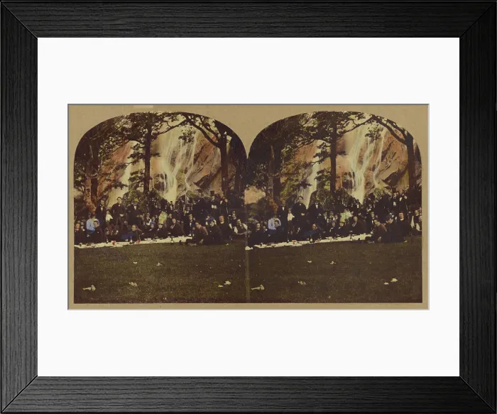 Framed Print : Picnic at Powerscourt Waterfall, County Wicklow, Ireland, about 1860. Creator: London Stereoscopic & Photographic Co Framed Print : Picnic at Powerscourt Waterfall, County Wicklow, Ireland, about 1860. Creator: London Stereoscopic & Photographic Co