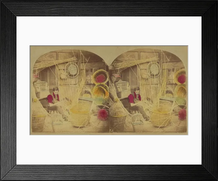 Framed Print : The Basket Maker, about 1860. Creator: London Stereoscopic & Photographic Co Framed Print : The Basket Maker, about 1860. Creator: London Stereoscopic & Photographic Co