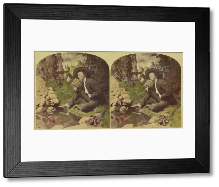 Framed Print : Waiting for a Bite. 1876. Creator: L. Melander & Bro Framed Print : Waiting for a Bite. 1876. Creator: L. Melander & Bro
