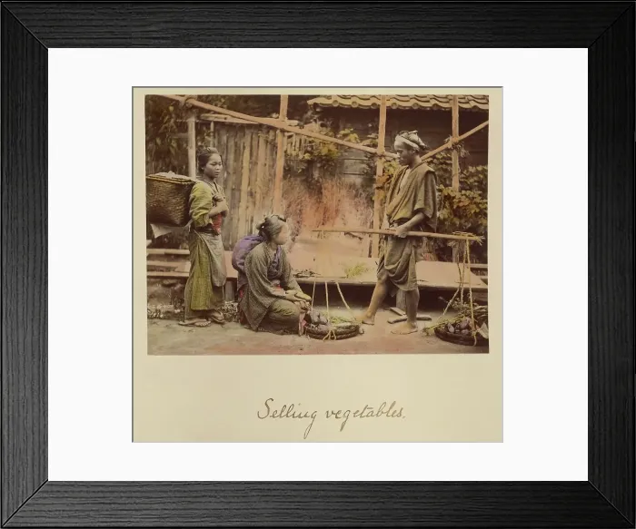 Framed Print : Selling vegetables, about 1873-1883. Creator: Shinichi Suzuki I Framed Print : Selling vegetables, about 1873-1883. Creator: Shinichi Suzuki I