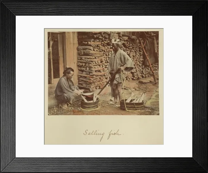 Framed Print : Selling Fish, about 1873-1883. Creator: Shinichi Suzuki I Framed Print : Selling Fish, about 1873-1883. Creator: Shinichi Suzuki I