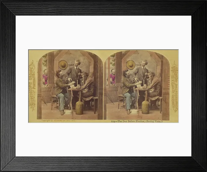 Framed Print : The Day Before Election, (Buying Votes.), 1876. Creator: L. Melander & Bro Framed Print : The Day Before Election, (Buying Votes.), 1876. Creator: L. Melander & Bro