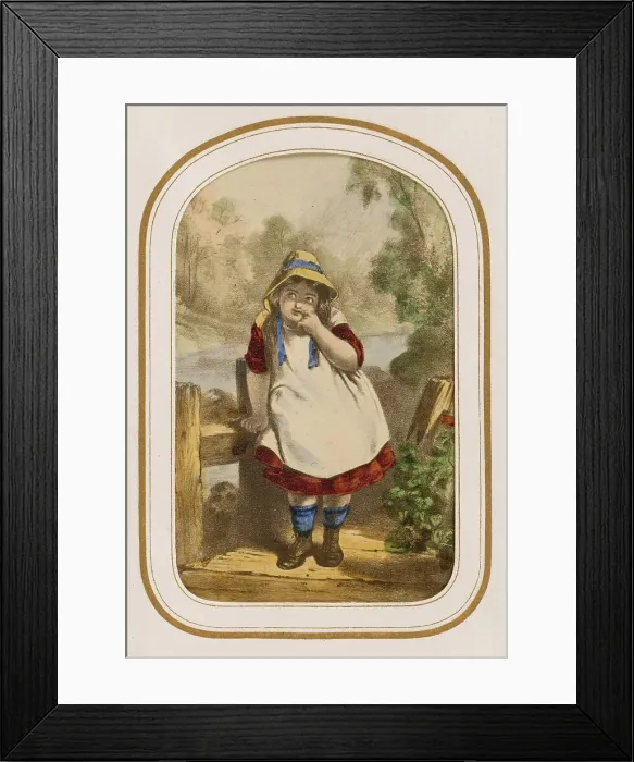 Framed Print : Young girl standing on a bridge, about 1865. Creator: Unknown Framed Print : Young girl standing on a bridge, about 1865. Creator: Unknown
