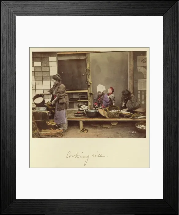 Framed Print : Cooking rice, about 1873-1883. Creator: Shinichi Suzuki I Framed Print : Cooking rice, about 1873-1883. Creator: Shinichi Suzuki I
