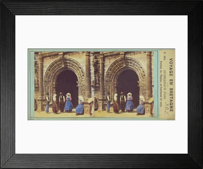 Framed Print : Voyage en Bretagne. Guimilleaux (Finistere) Portail de l'Eglise, et Costumes du pays. about 1860. Creator: Unknown Framed Print : Voyage en Bretagne. Guimilleaux (Finistere) Portail de l'Eglise, et Costumes du pays. about 1860. Creator: Unknown