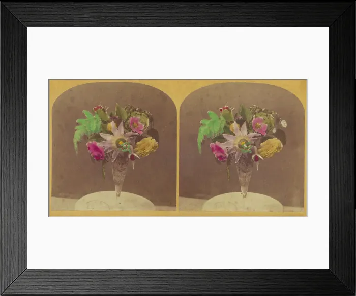 Framed Print : Flowers in clear glass vase, about 1870-1880. Creator: Unknown Framed Print : Flowers in clear glass vase, about 1870-1880. Creator: Unknown