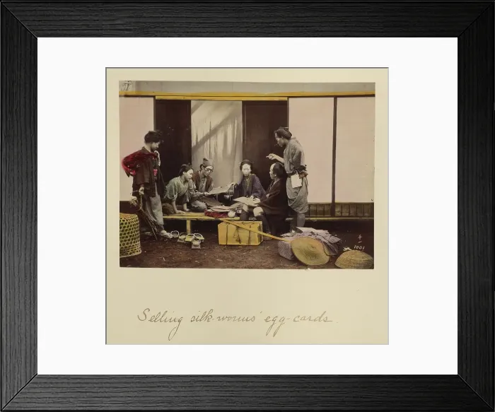 Framed Print : Selling Silk-worms Egg-cards, about 1873-1883. Creator: Shinichi Suzuki I Framed Print : Selling Silk-worms Egg-cards, about 1873-1883. Creator: Shinichi Suzuki I
