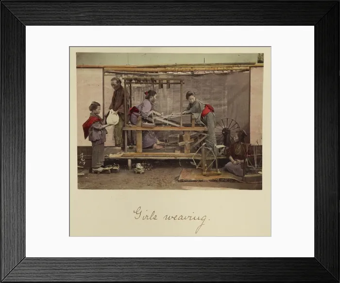 Framed Print : Girls Weaving, about 1873-1883. Creator: Shinichi Suzuki I Framed Print : Girls Weaving, about 1873-1883. Creator: Shinichi Suzuki I