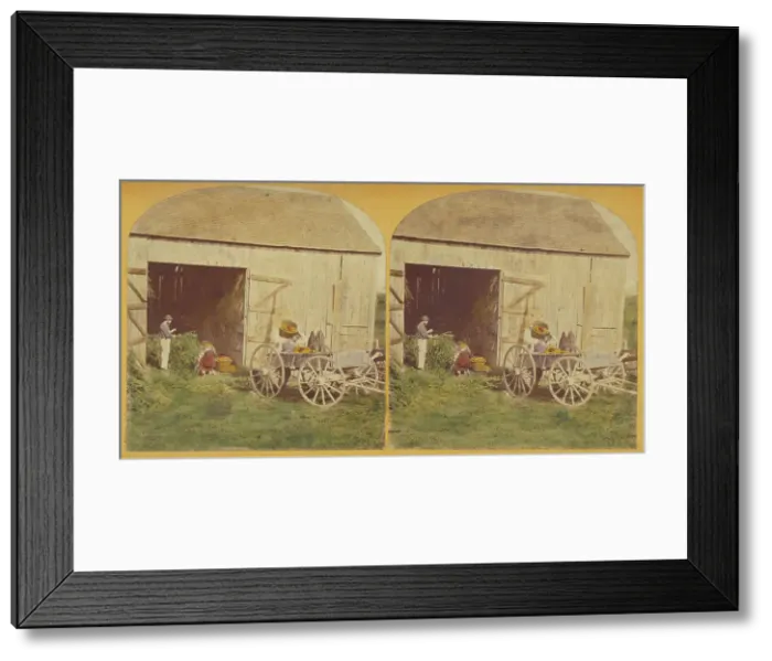 Framed Print : Husking Scene. about 1870-1880. Creator: Unknown Framed Print : Husking Scene. about 1870-1880. Creator: Unknown