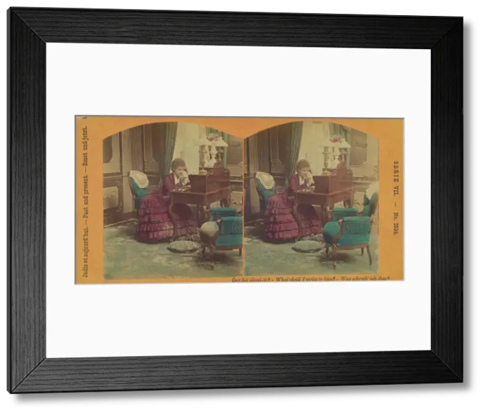 Framed Print : Que lui dirai-je? - What shall I write to him? - Was schreib ich ihm?, about 1860. Creator: Unknown Framed Print : Que lui dirai-je? - What shall I write to him? - Was schreib ich ihm?, about 1860. Creator: Unknown