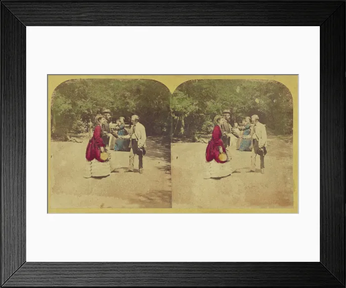Framed Print : Group of people in a park, 1855-1860. Creator: Unknown Framed Print : Group of people in a park, 1855-1860. Creator: Unknown