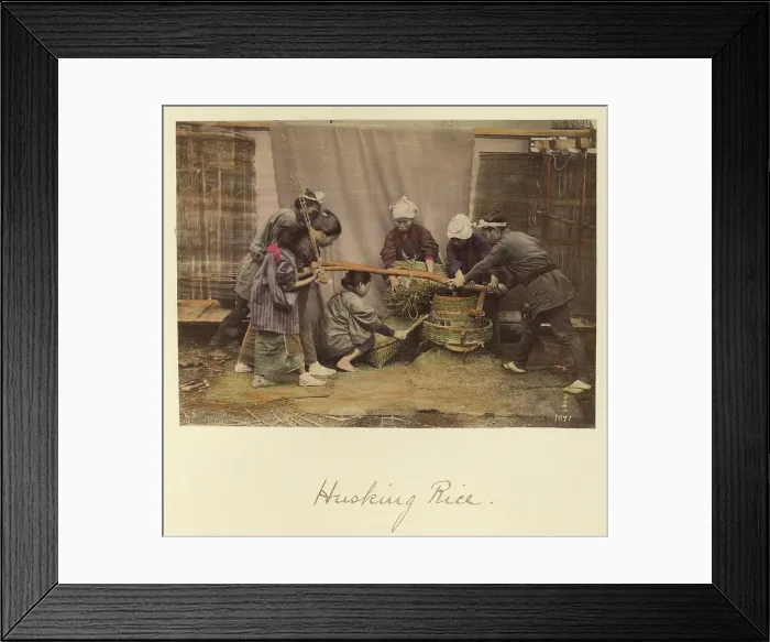 Framed Print : Husking Rice, about 1873-1883. Creator: Shinichi Suzuki I Framed Print : Husking Rice, about 1873-1883. Creator: Shinichi Suzuki I